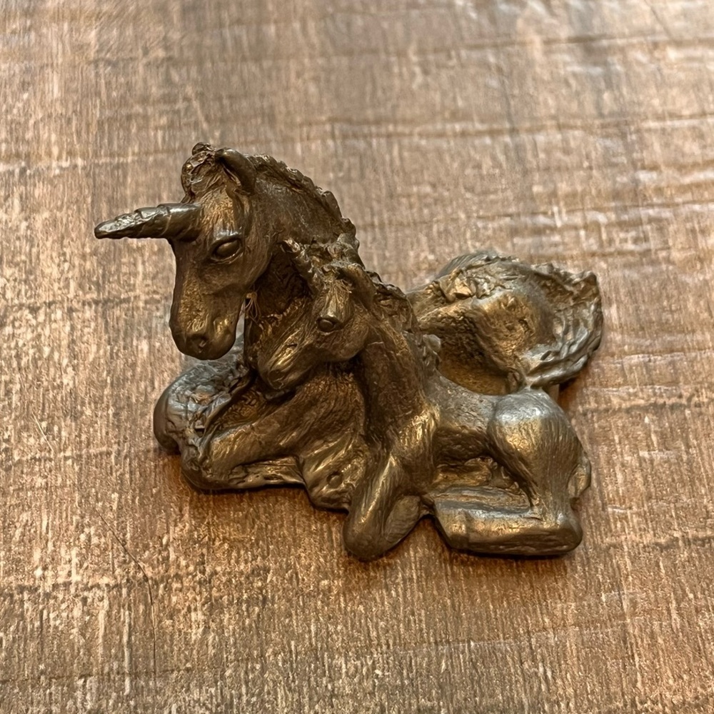 Tiny Pewter Metal Unicorn Horses Figurine